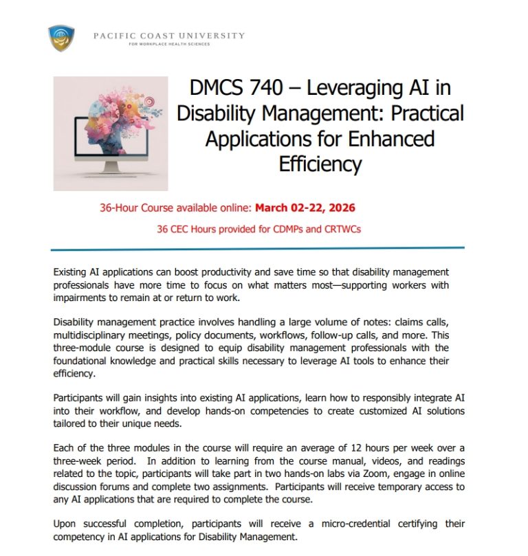 ** Fourth Offering ** Leveraging AI in Disability Management: Practical ...